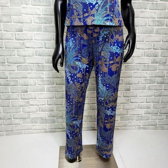 Vintage 60s 2pc Outfit Sleeveless Tank High‎ Waisted Pants Lounge Leisure Set - Picture 4 of 9